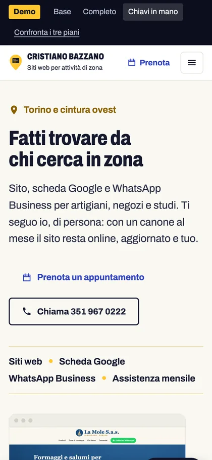 La versione Chiavi in mano della demo, da telefono