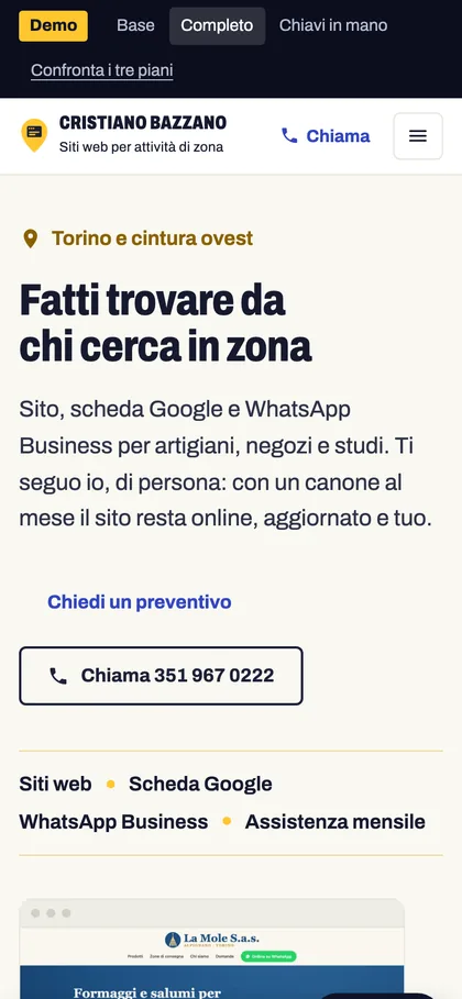 La versione Completo della demo, da telefono