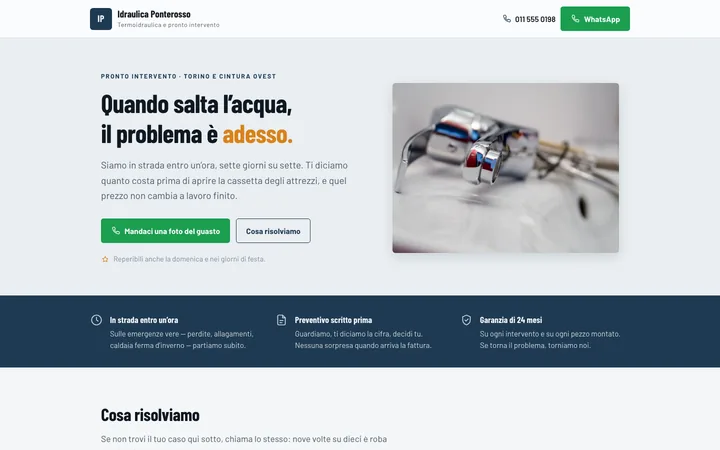 Idraulica Ponterosso, il sito visto da computer