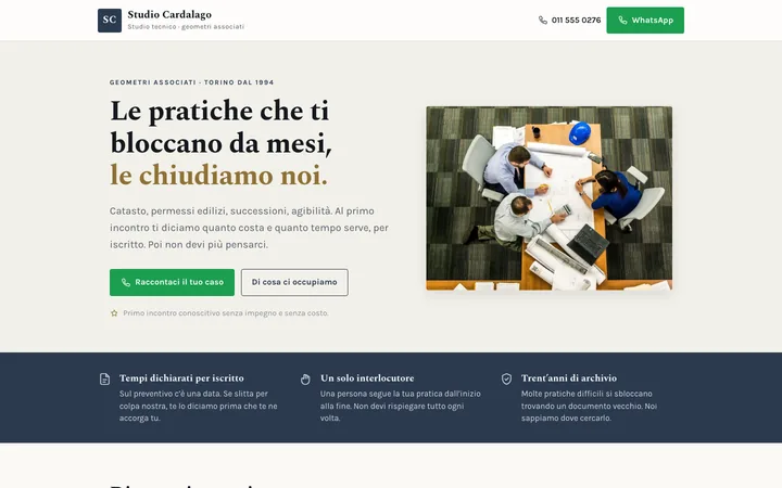 Studio Cardalago, il sito visto da computer